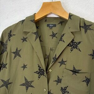 Rails Olive Cheetah Star Rebel Button Down Shirt Womens Medium Celestial Utility
